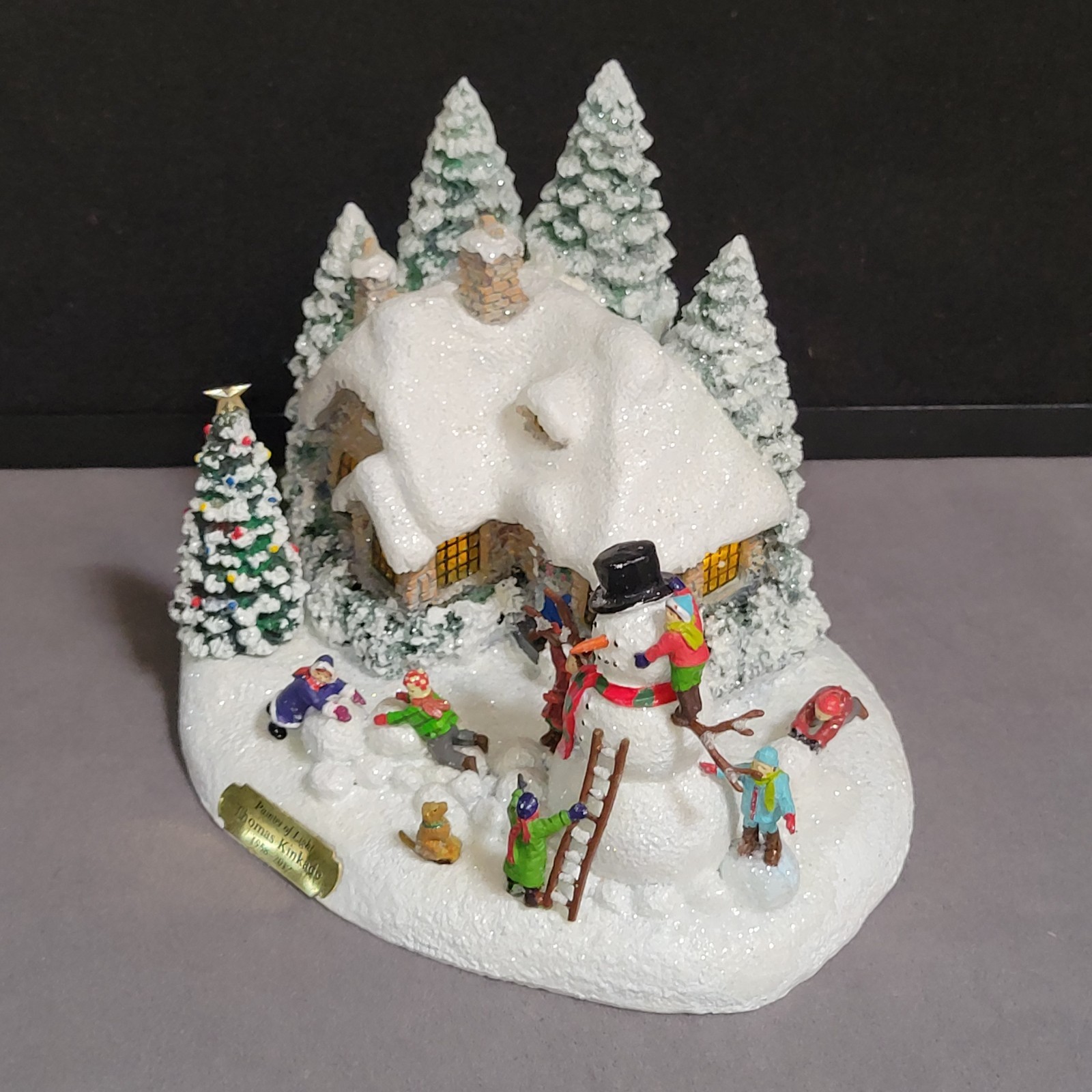 *Thomas Kinkade Painter Of Light Everett’s Cottage Lights Christmas Village FLAW