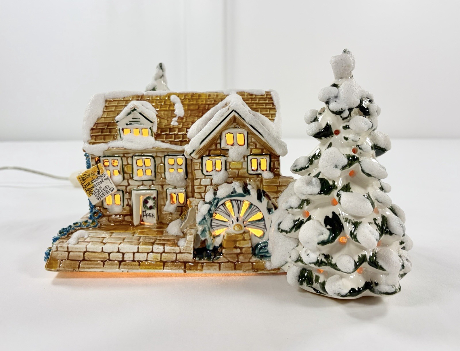 Vintage 1980 Walter Brockmann Sour Dough Mill & Sweet Shop Lighted Snow Village
