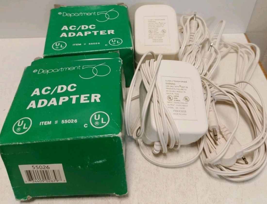 Lot of 2 Department 56 AC/DC Adapter 55026 5VDC 500mA Power Supply UL Listed