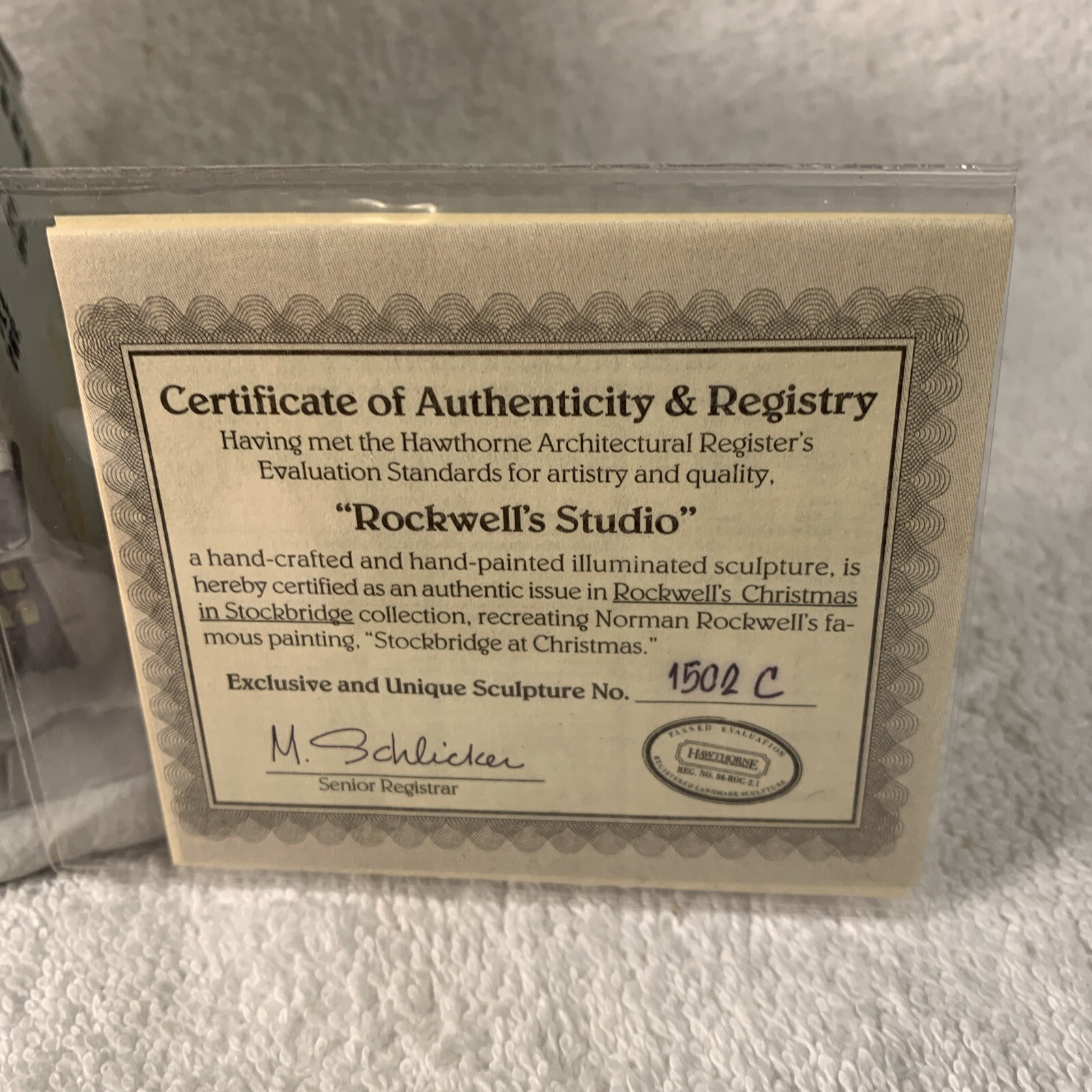 Hawthorne Porchlight “Rockwell’s Studio” #79841 Rockwell Collection In Box Rare