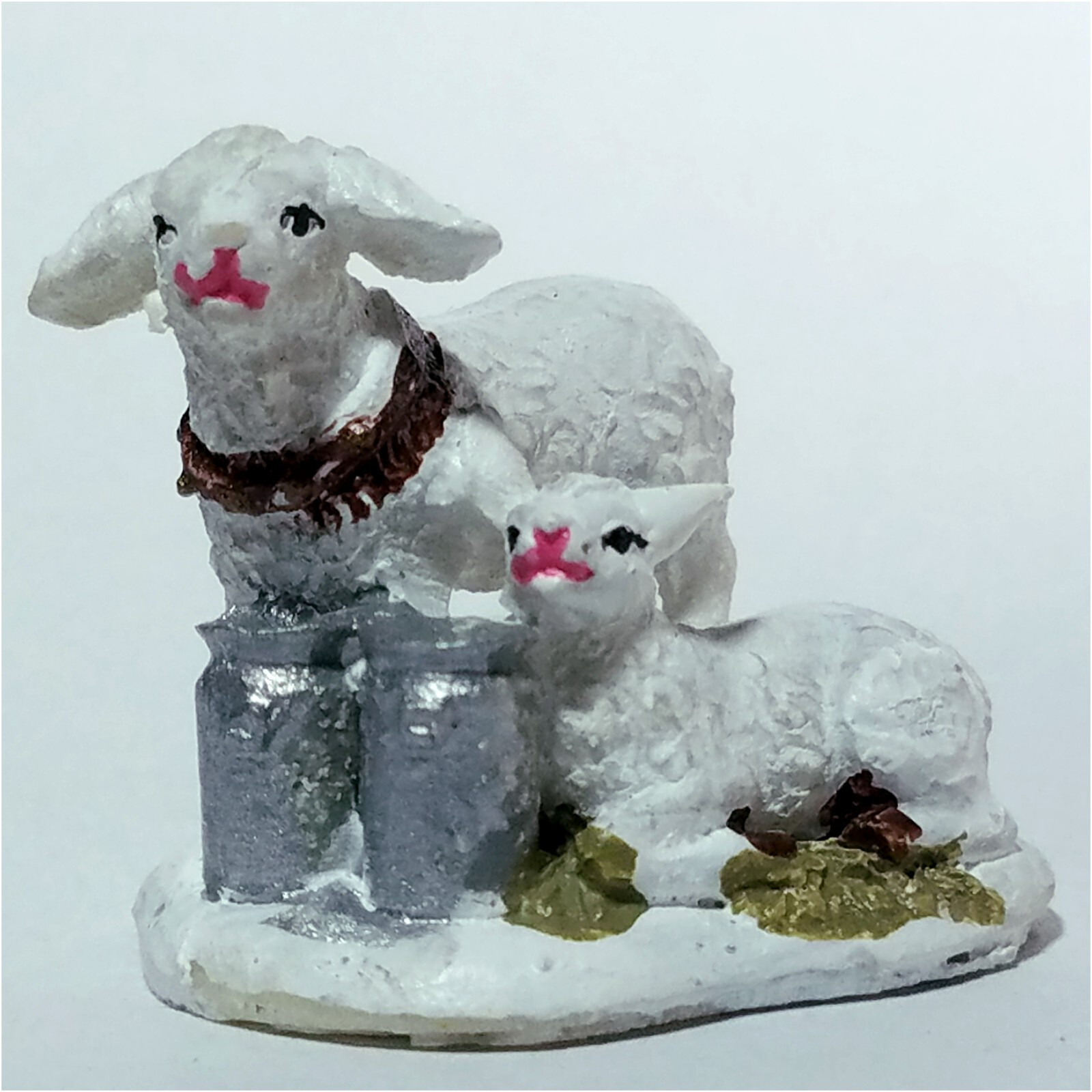 Feeding Lambs Milk Barrels Holidays Seasons Country Farm Scene Village Accessory