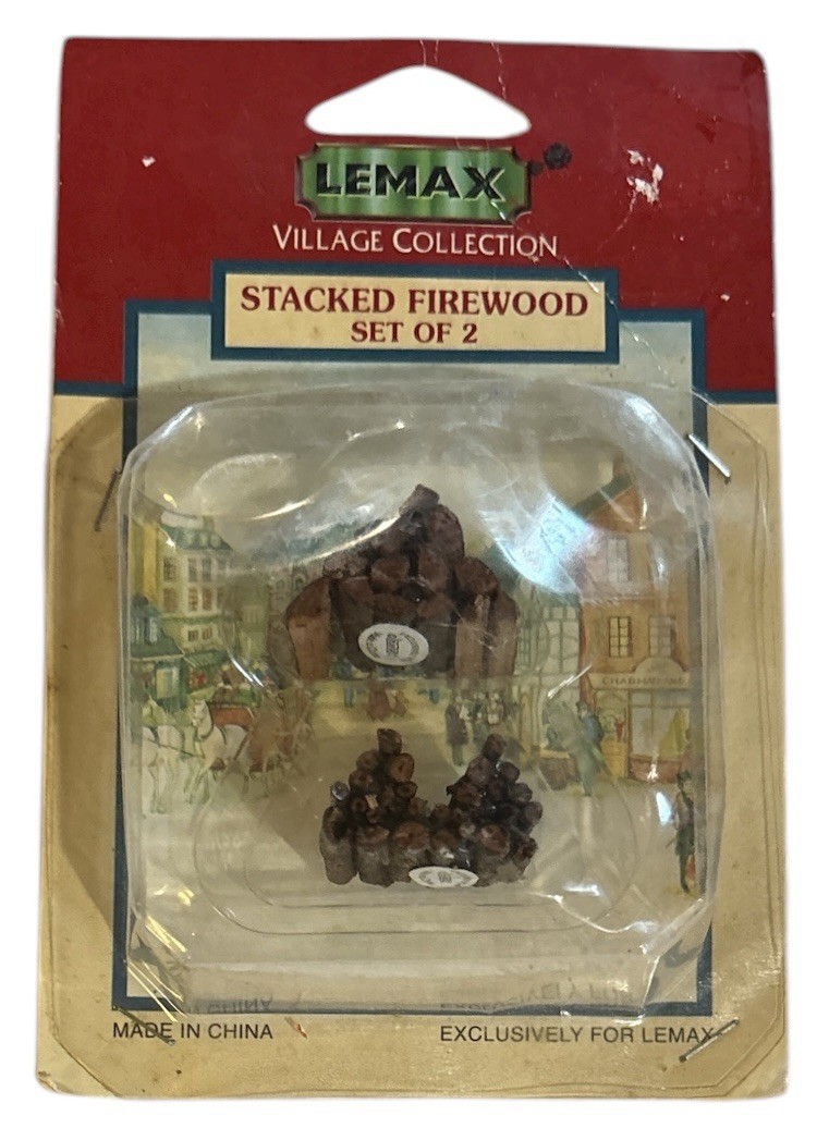 Lemax Village Collection Lot (2) Set 1999 #94383 Stacked Firewood Unopened