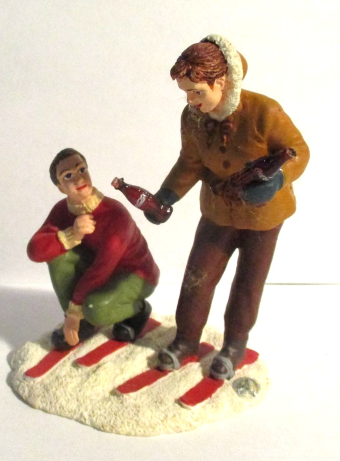 1995 Coca-Cola Town Square Collection Skiing Adventure Figurine Retired #64334