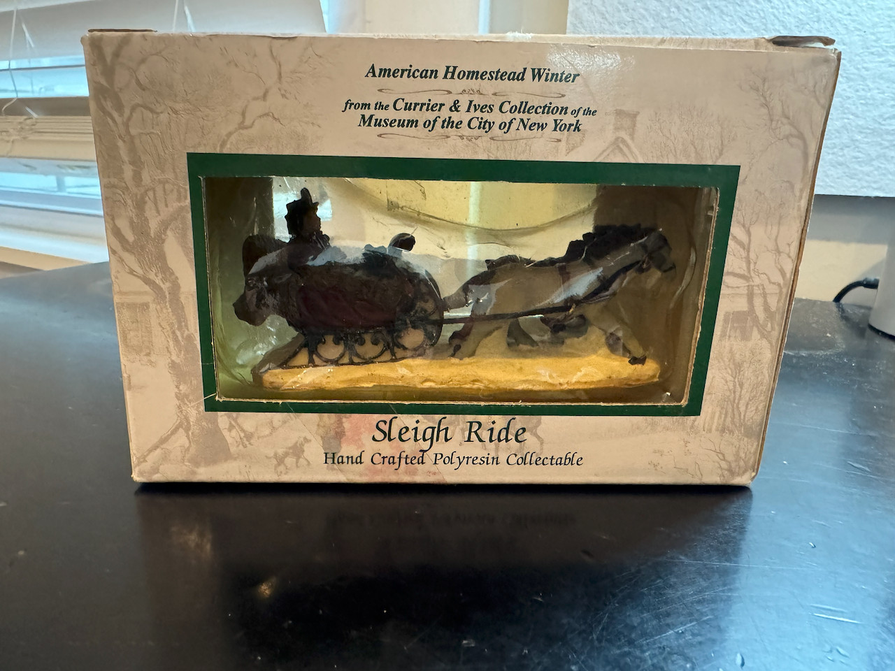 🎄 American Homestead Winter Sleigh Ride Hand Crafted Polyresin Collectible