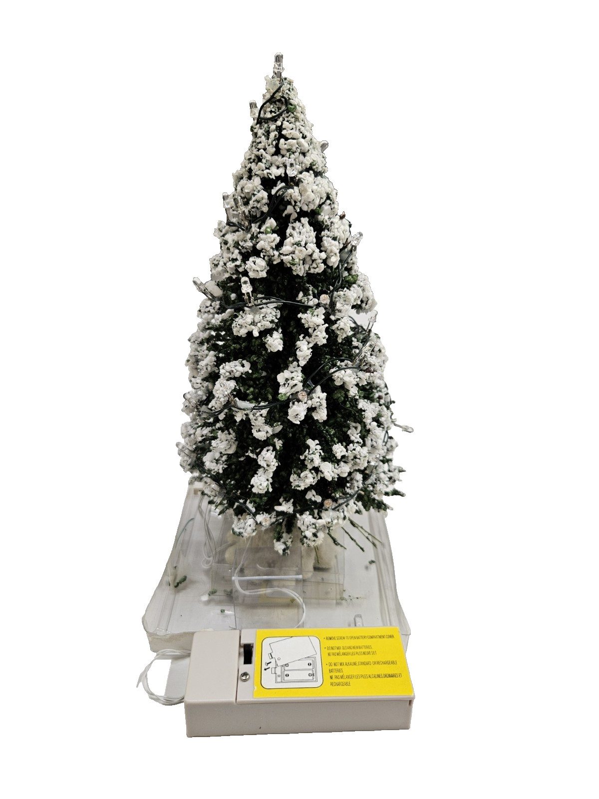Holiday Time Lighted Evergreen Snow Tip Tree Village Collectible 9 Inch Works
