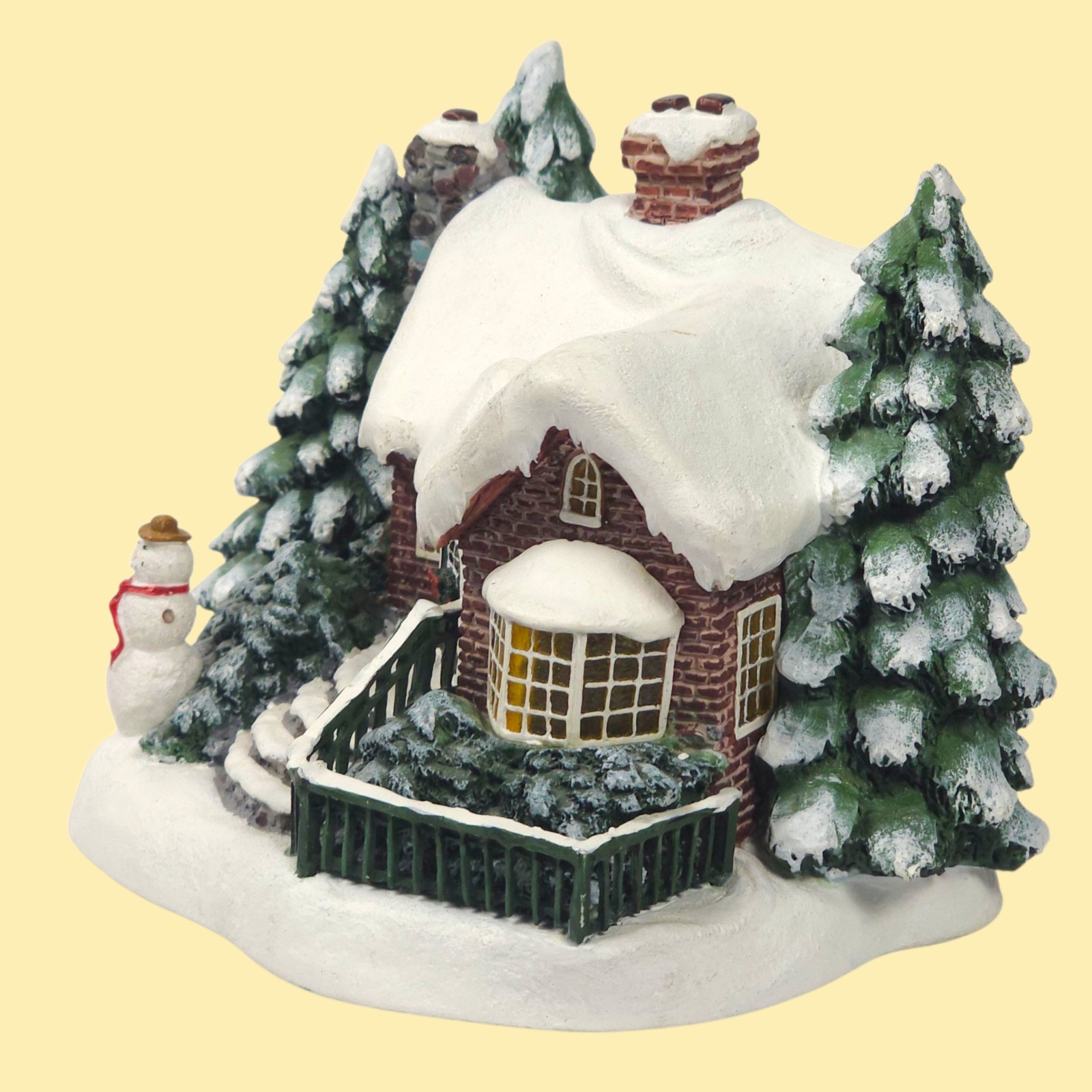Thomas Kinkade A Village Christmas 2002 Lighted Cottage Snowman House Teleflora
