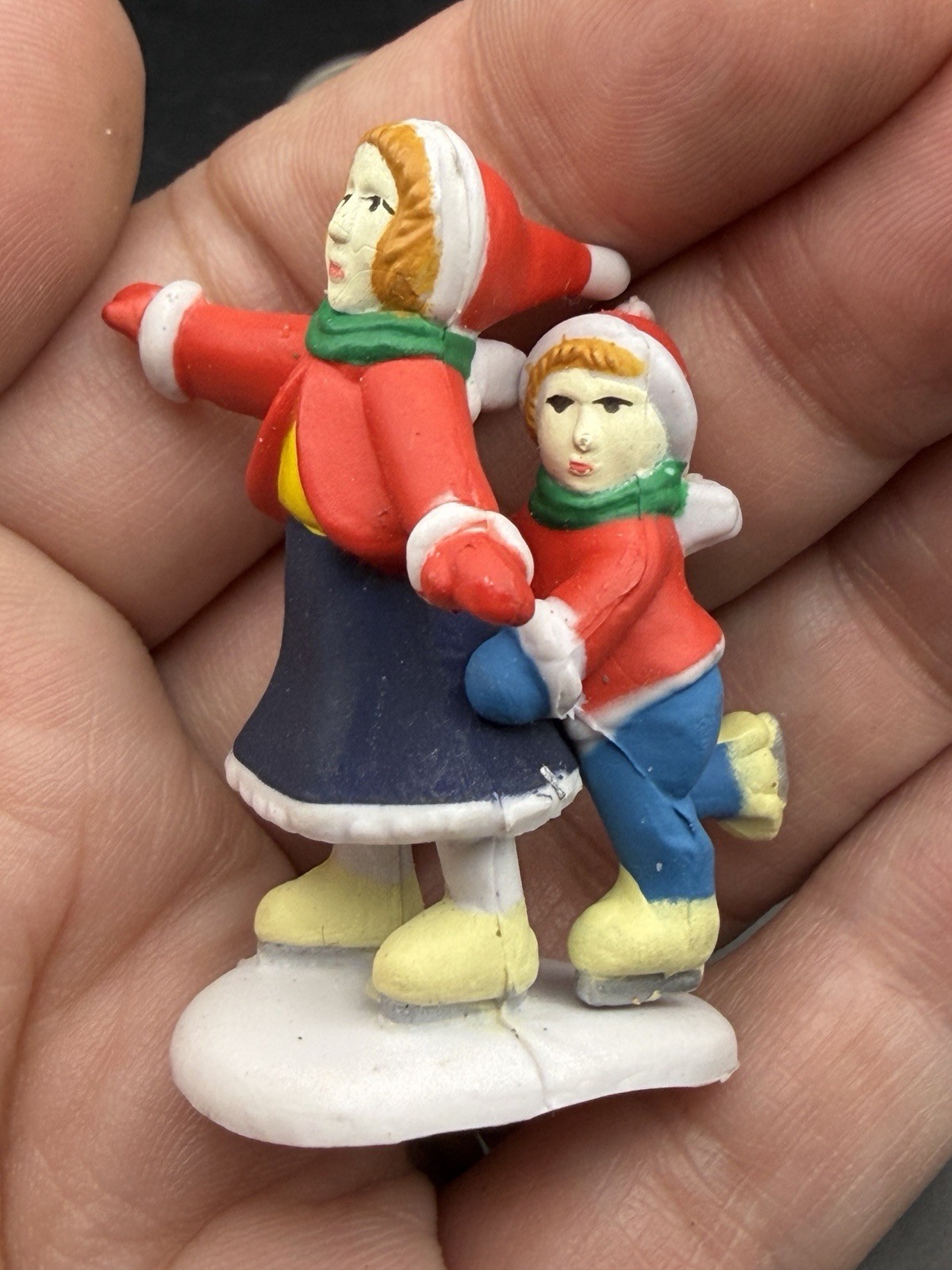 8 Pc Replacement Skaters/People Vtg Happy Winter Holiday Village Skating Pond