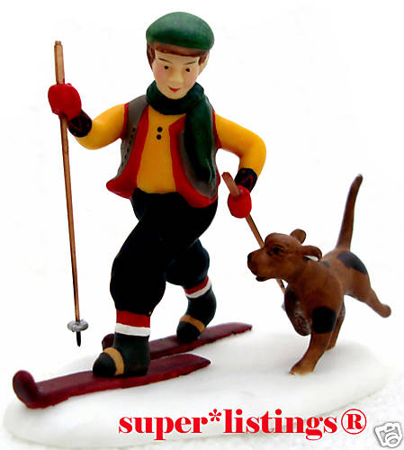 Dept. 56 Trekking in the Snow Skier with Dog Only Retired 2002 Alpine 56202