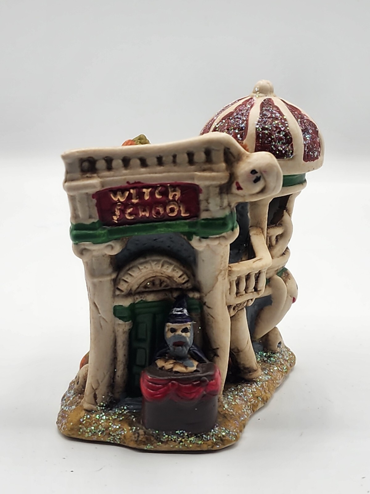 Set of 3 Halloween Village Ceramic Houses Lighted Decor 4x5in Lights Not Include