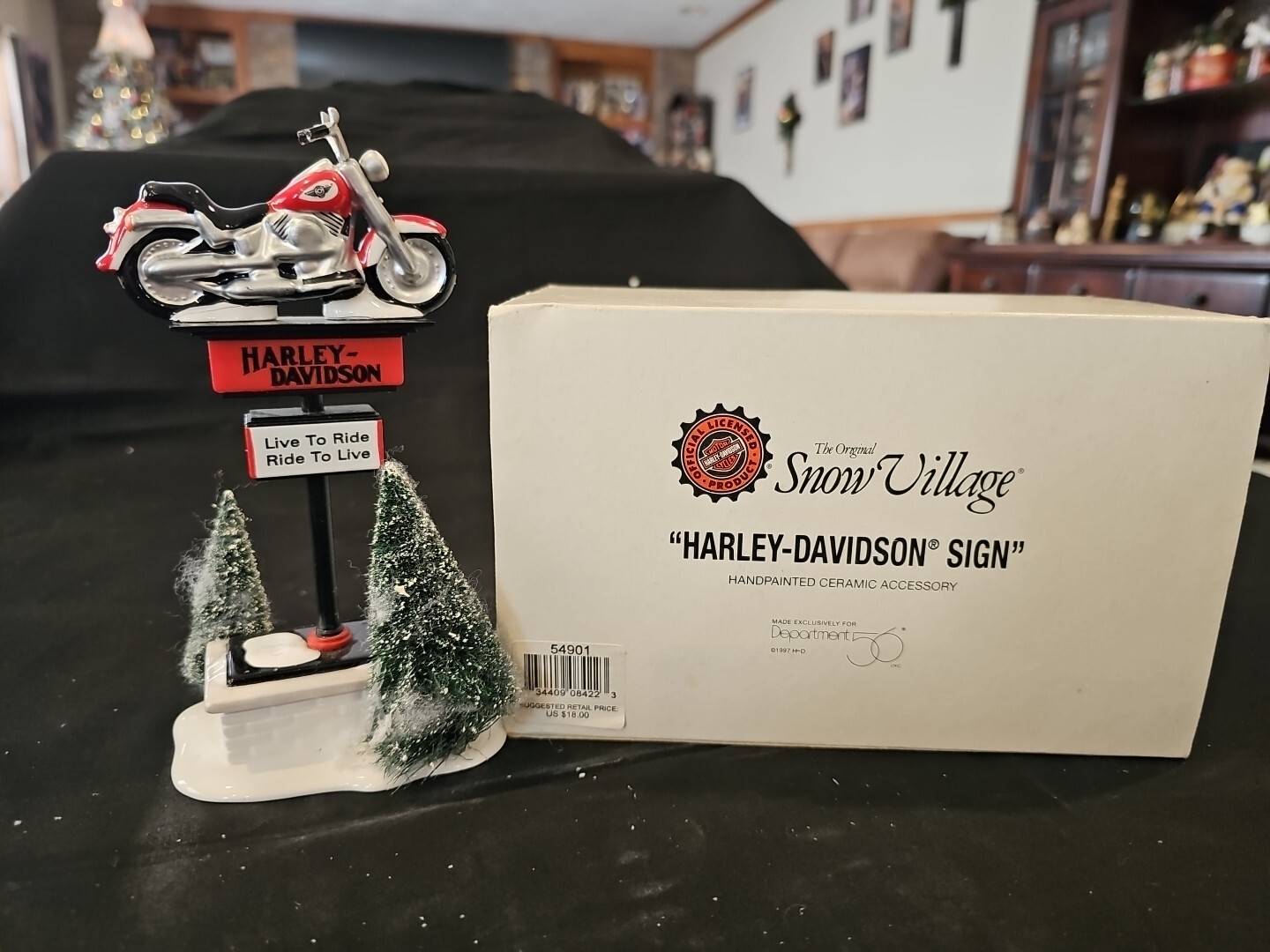Harley-Davidson Motorcycle Shop Sign – Department 56 Snow Village 54901 *READ*