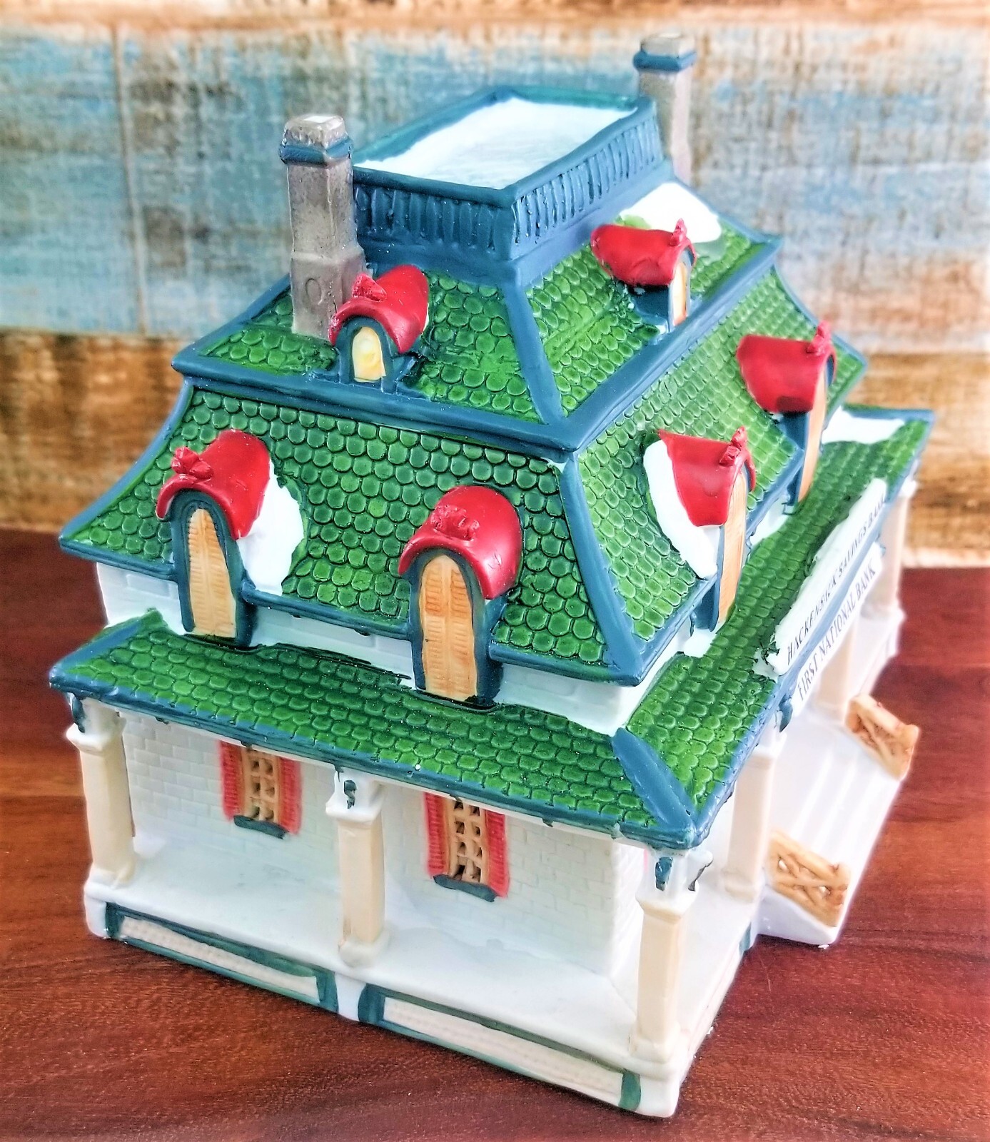 Vintage Caldor Village Lighted Christmas Hackensack First National Savings Bank