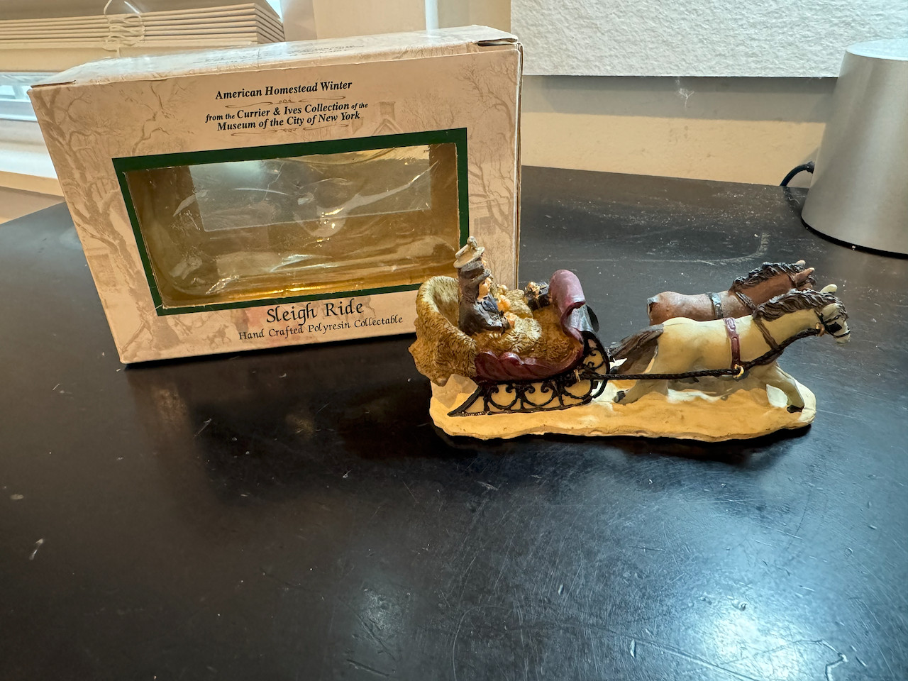 🎄 American Homestead Winter Sleigh Ride Hand Crafted Polyresin Collectible