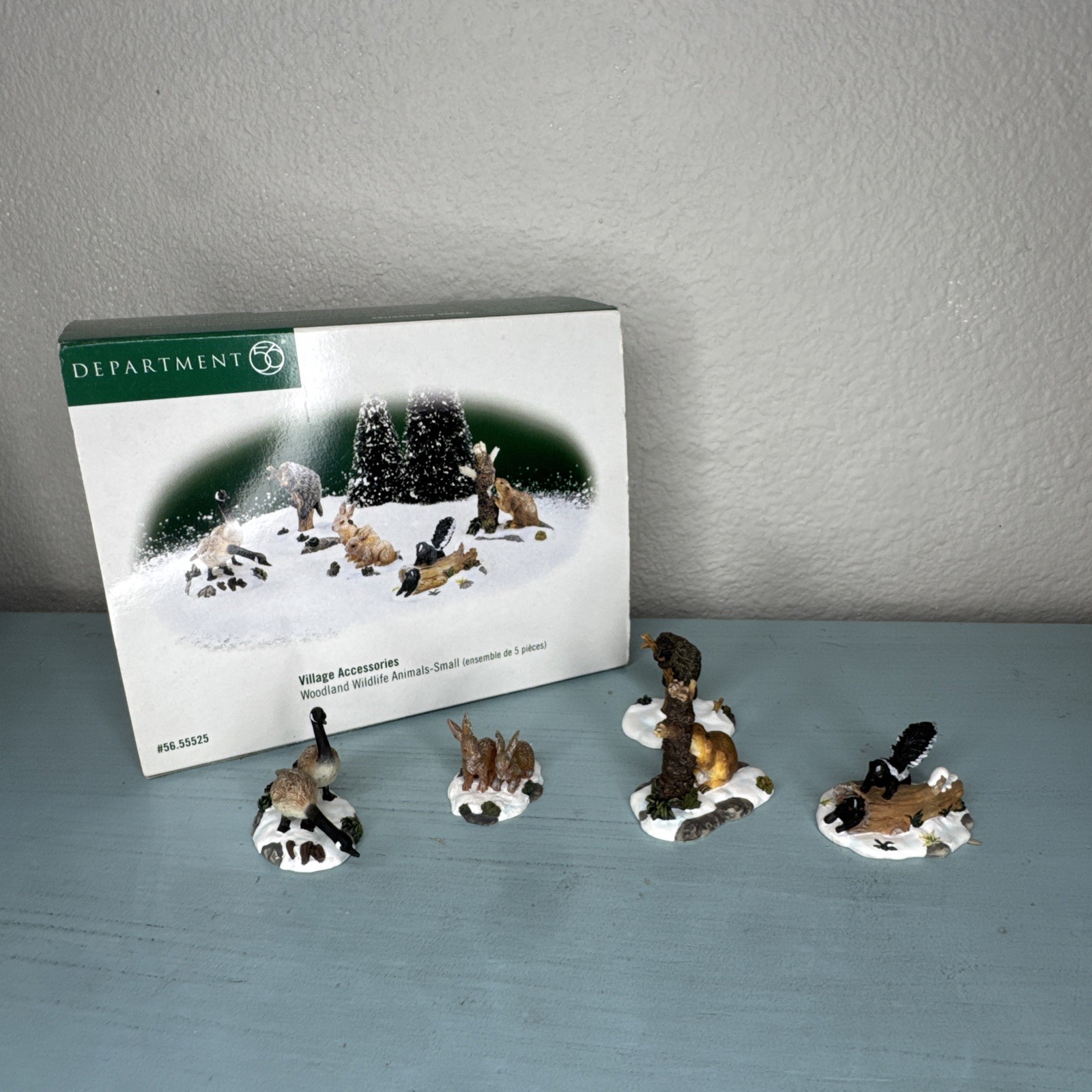 Department 56 Woodland Wildlife Animals 5 Piece w Box Village Accessories #55525