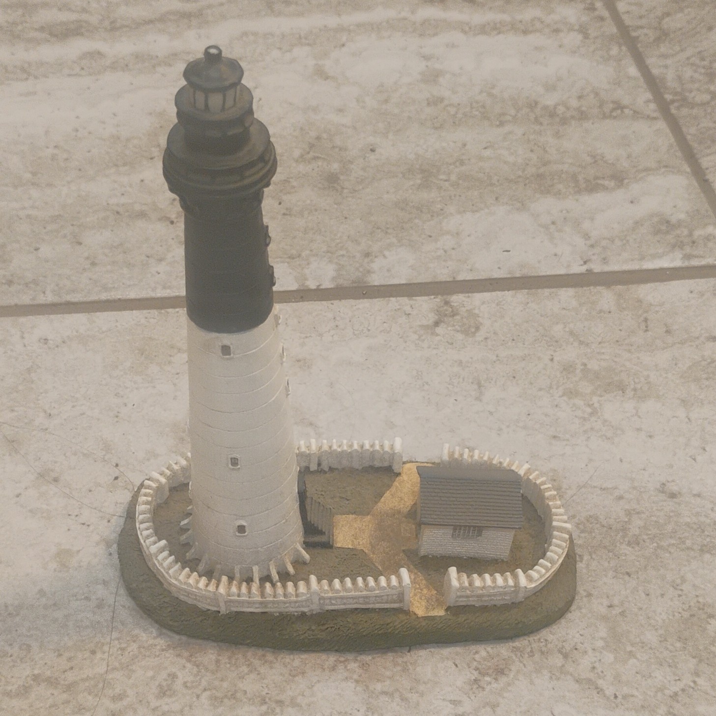Scaasis Originals Handmade Resin Lighthouse Figurine Nautical White Black Gray