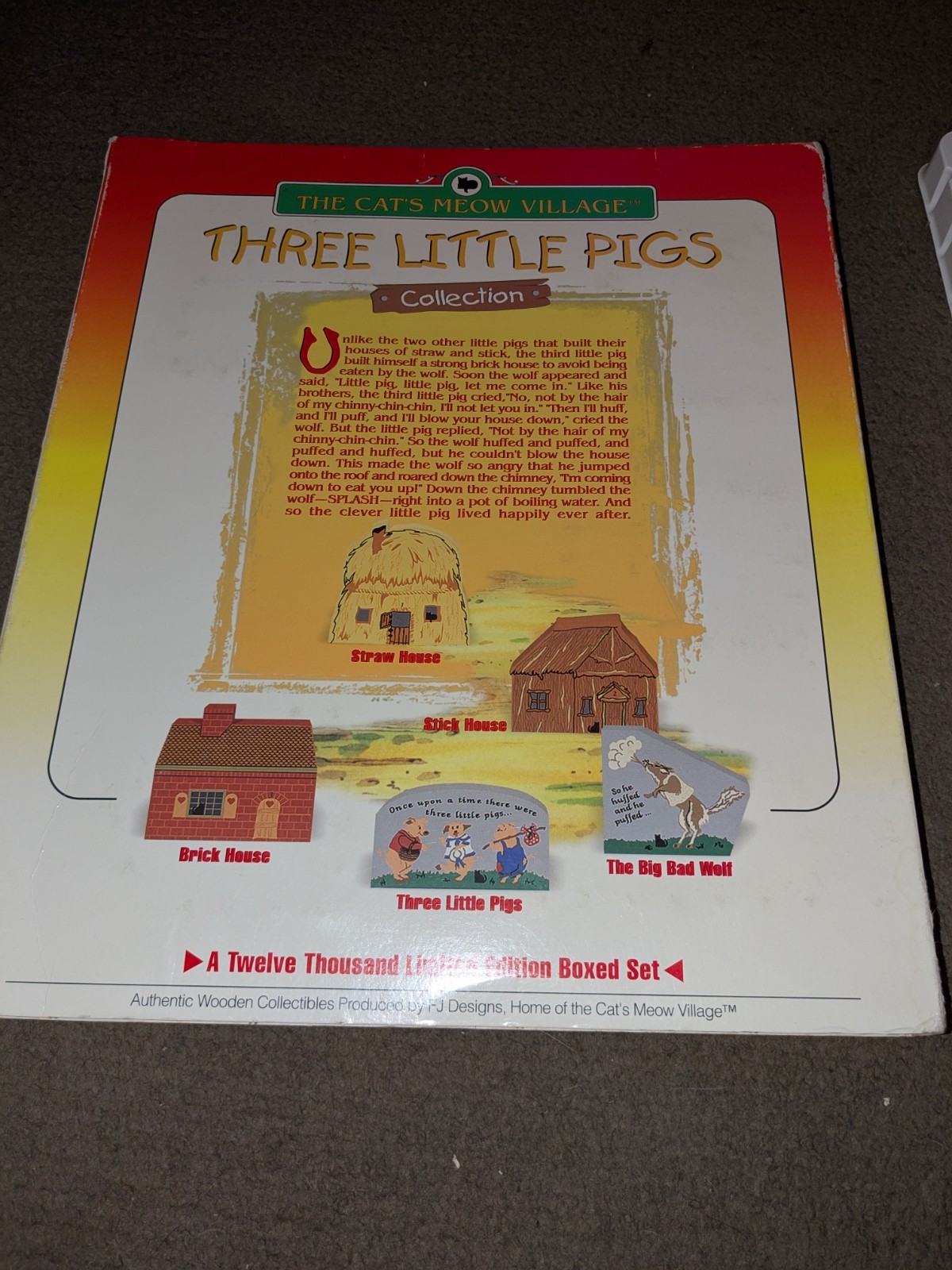 VTG 97 Cats Meow Village “Three Little Pigs” collection boxed set. New.