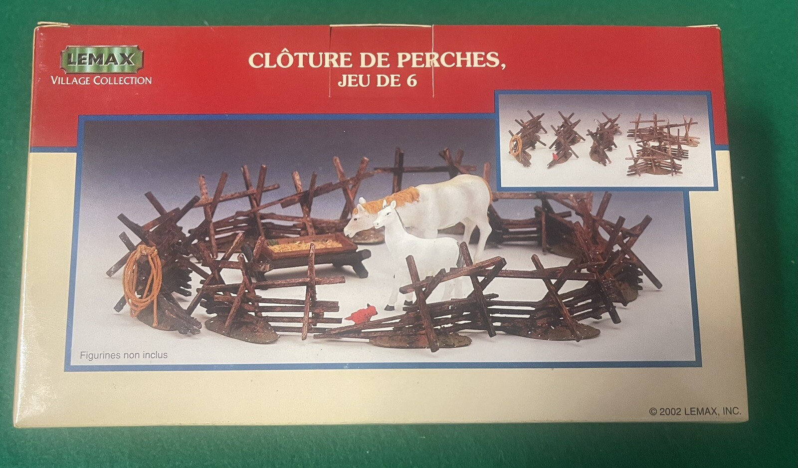 Lemax Village Collection 2002 VTG Split Rail Fence Set Of 6 Original Box #24776A