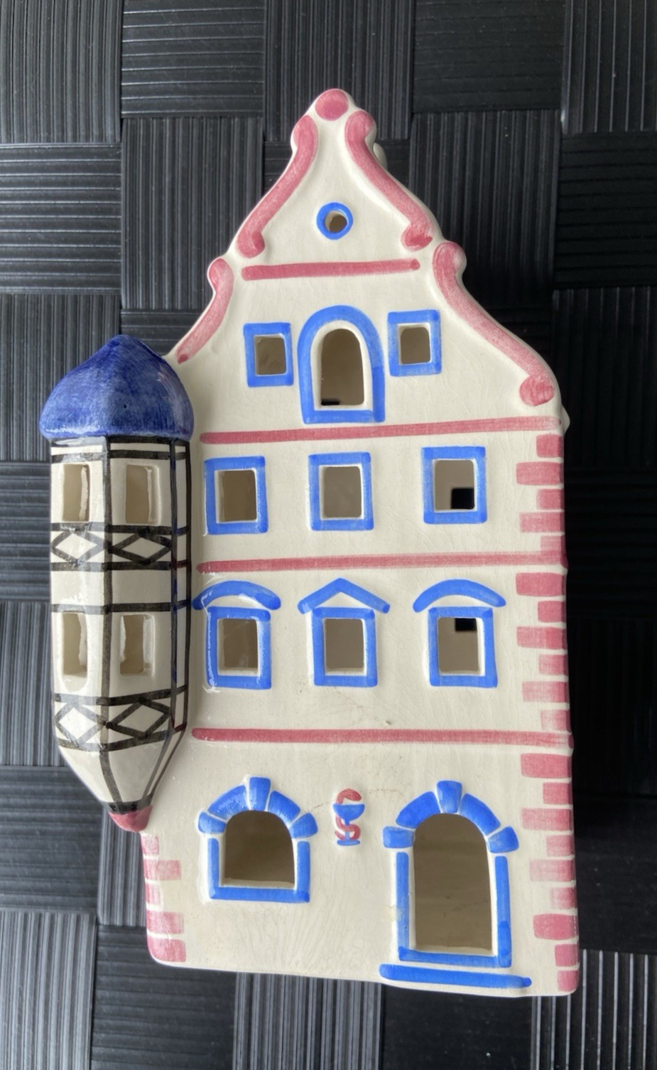 1994 Ursula Leyk Lichthaus German Tea Light Holder~Apotheke Shop w/Oriel Window