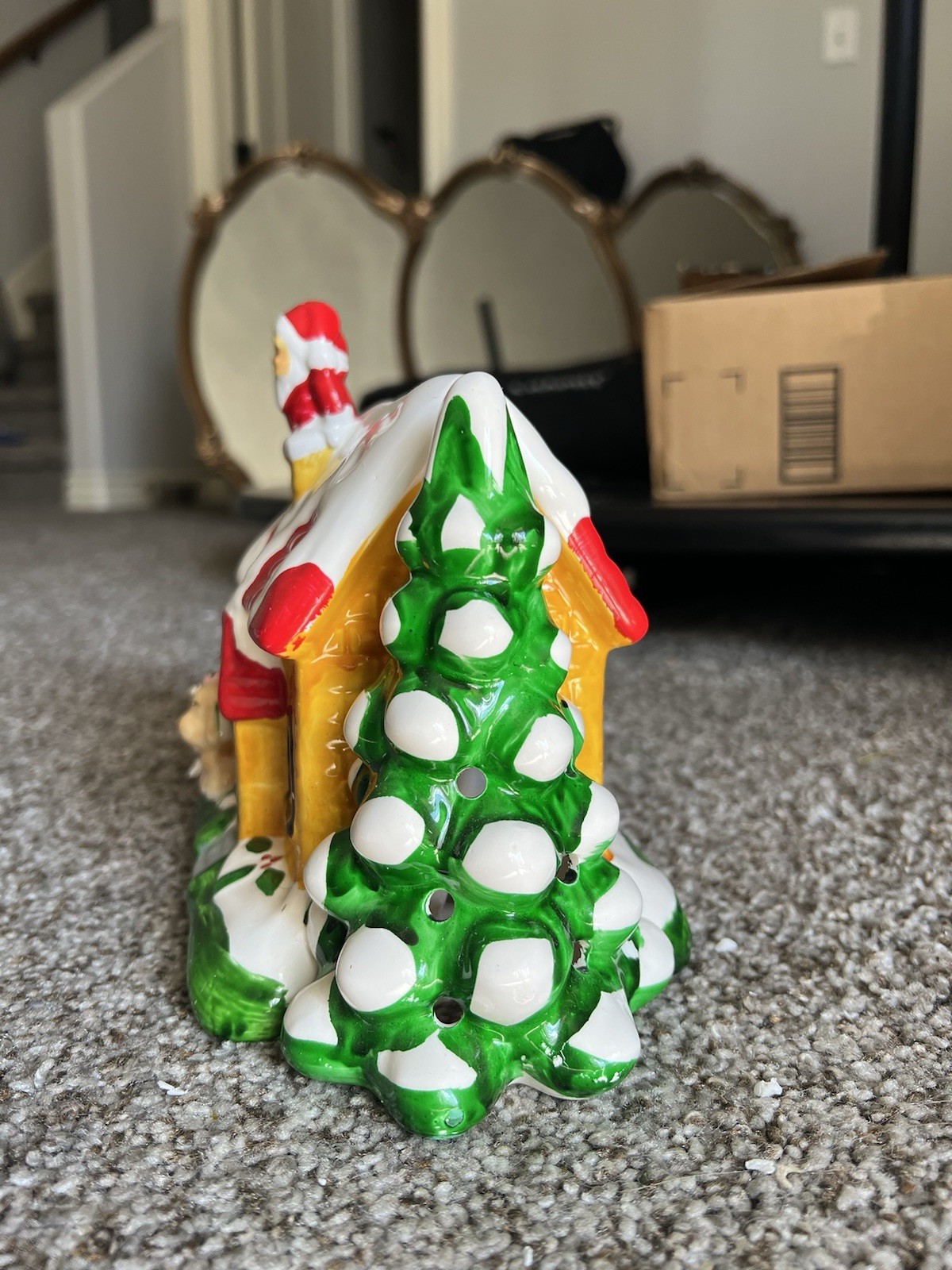 Illuminated Ceramic House Christmas Village Hand Painted Walmart Vintage