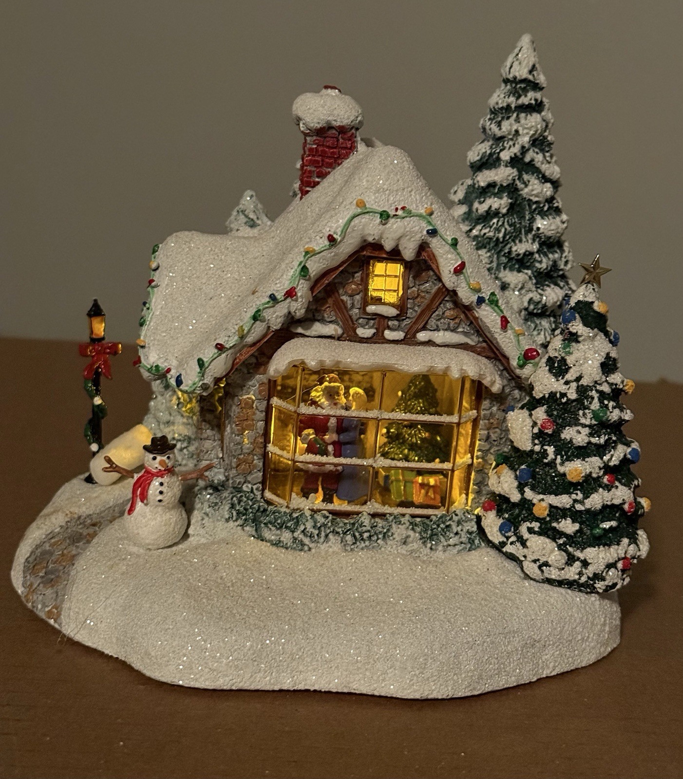 Thomas Kinkade Stillwater Cottage Christmas Village House Teleflora Light Up Vtg