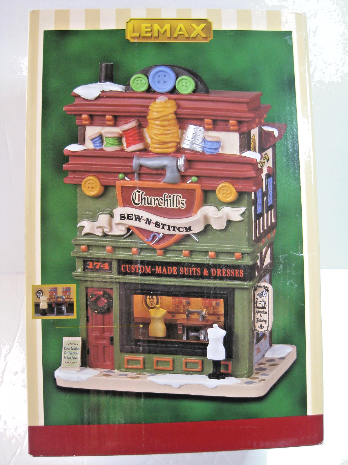 LEMAX #25900 CHURCHILL’S SEW N STITCH LIGHTED BUILDING NEW IN BOX