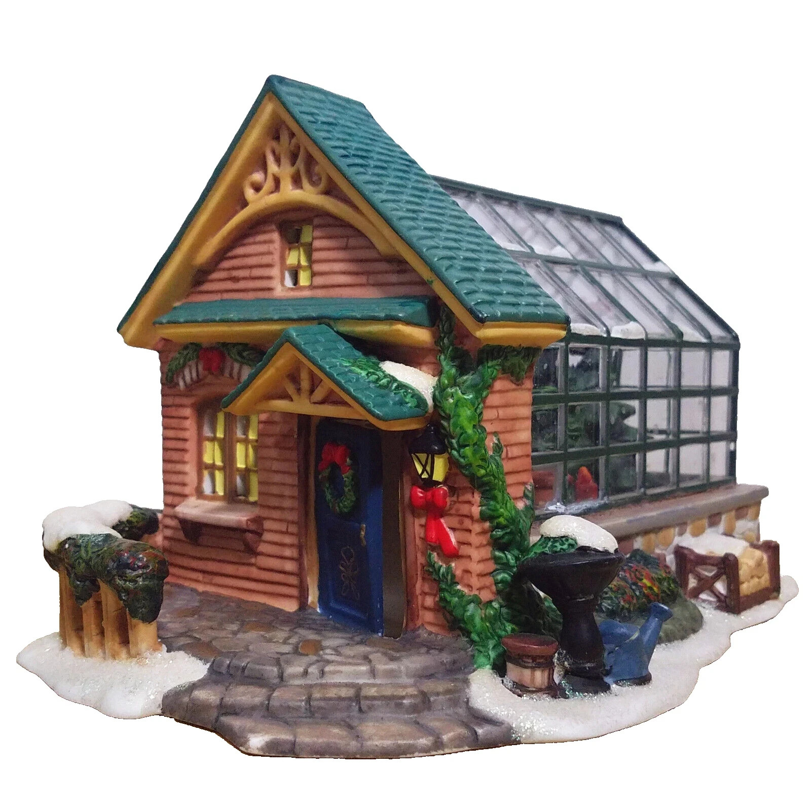 Holiday Time 2000 Greenhouse with Interior Plants, Village Collectibles, #P6275.