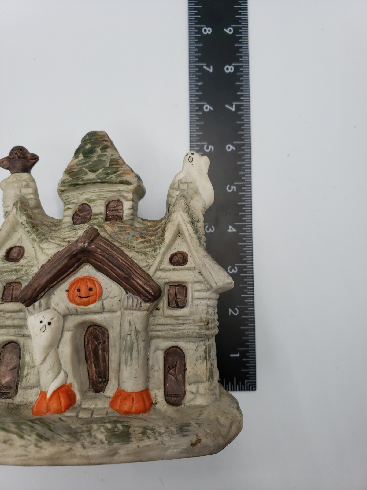Vintage Artmark Haunted House With Ghosts Pumpkins Owl Ceramic Halloween Taiwan