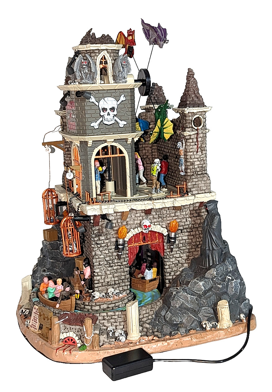Lemax Spooky Town Dungeon of Terror Dragon Skeletons Animated Light Sound #35009