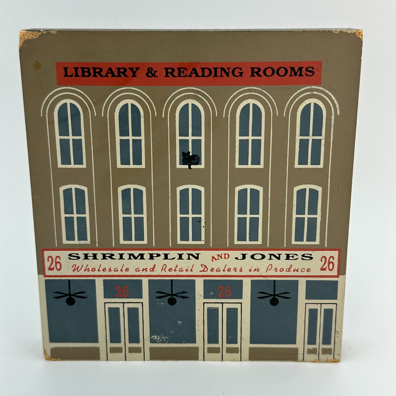 THE CATS MEOW Library Reading Rooms Wood Shelf Sitter Faline Jones Vintage