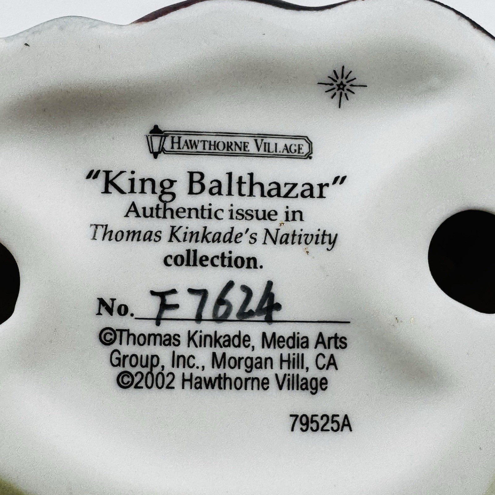 Thomas Kinkade Hawthorne Village King Balthazar Nativity Figurine 2002 7.5”