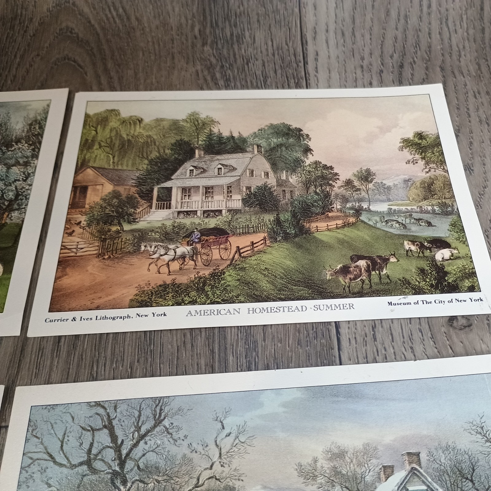 Currier and Ives Lithographs “American Homestead” Four Seasons Series set of 4