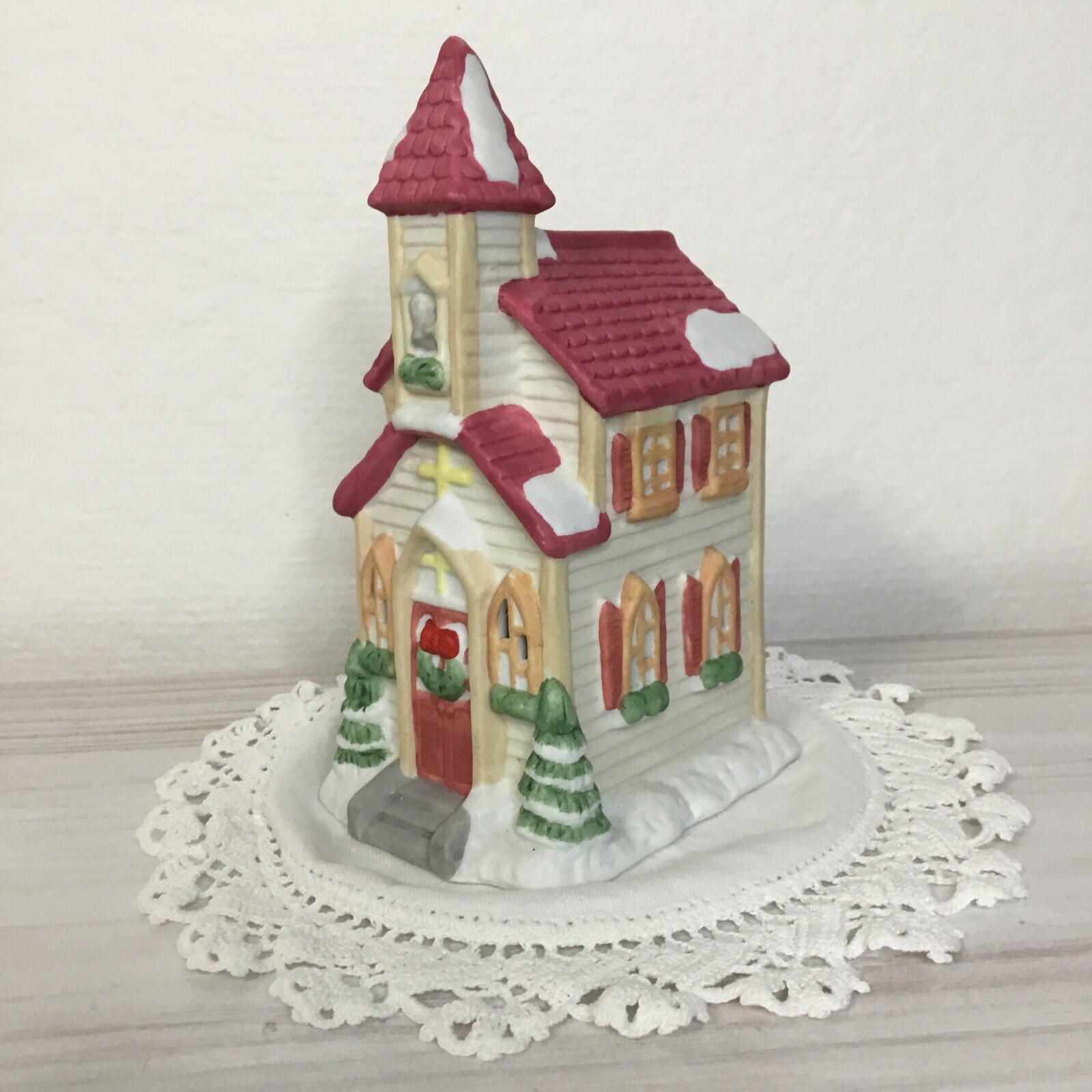 Christmas Home Decor Ceramic Victorian Cathedral Pink Home Decor Gingerbread