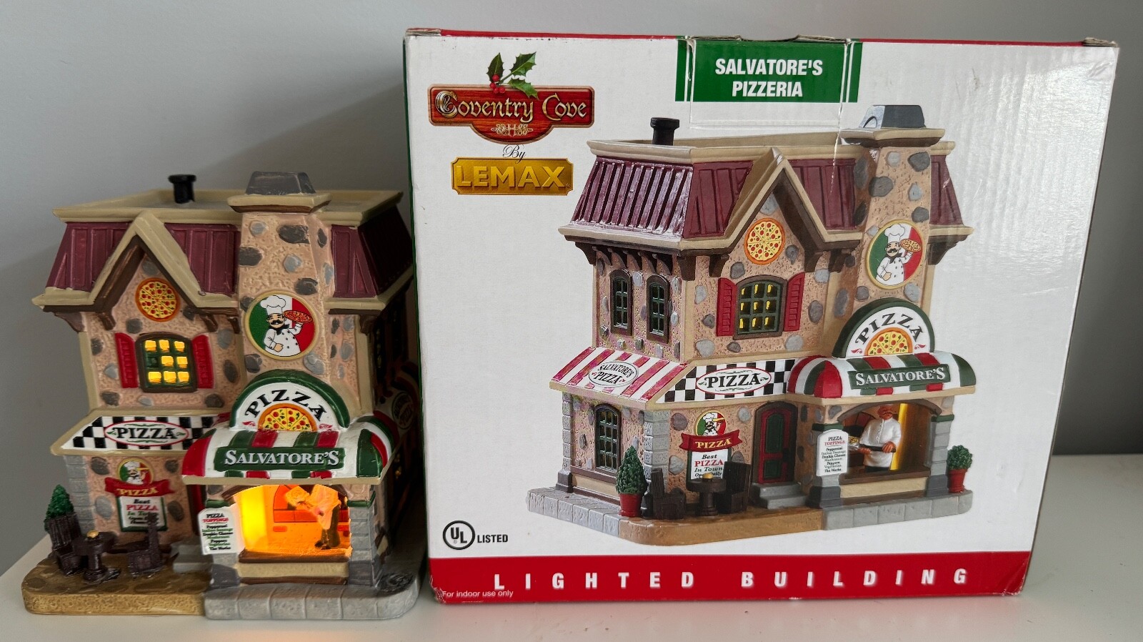 RARE Lemax Coventry Cove Salvatore’s Pizzeria Christmas Village House 2017 READ!