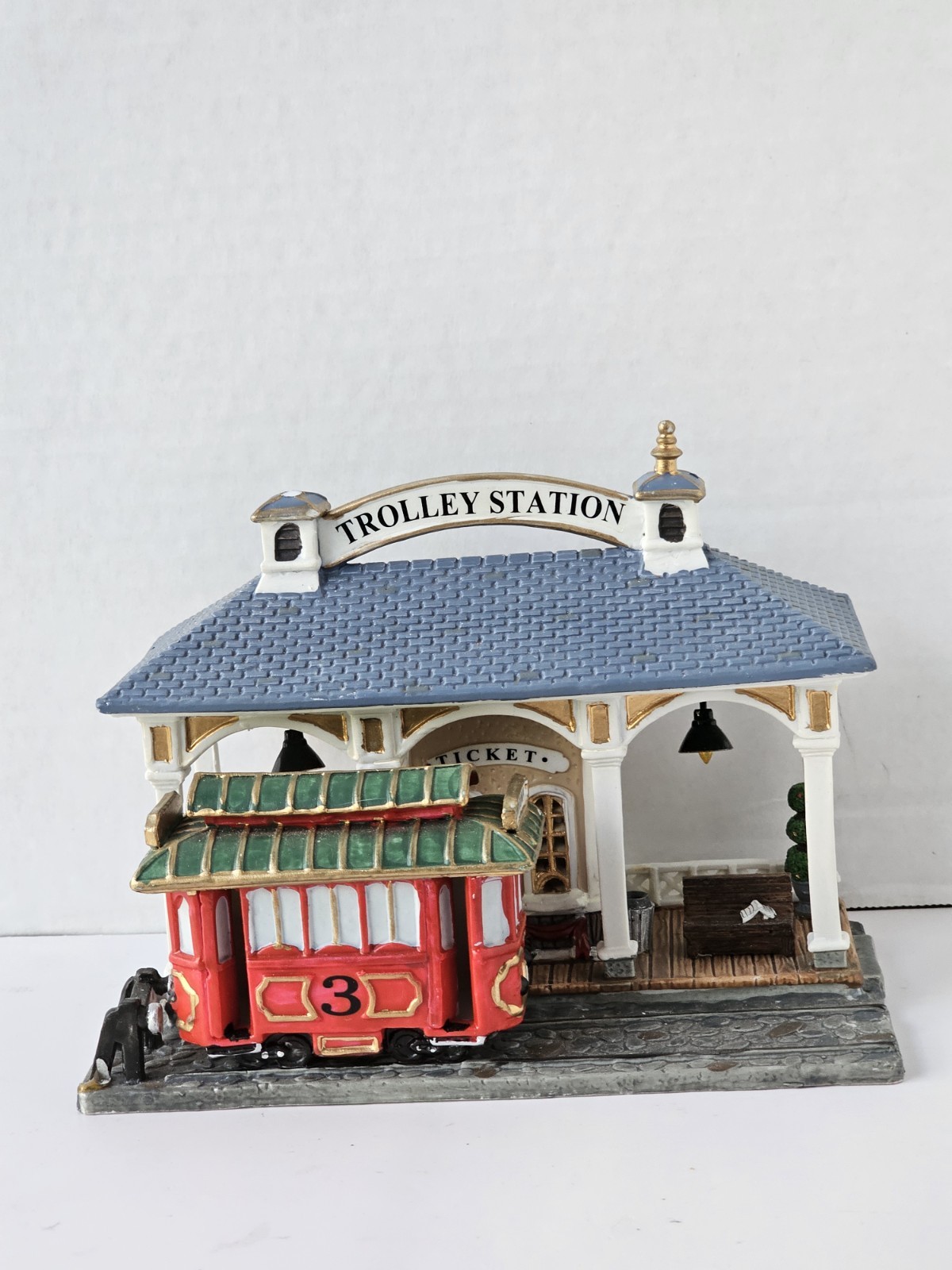 Trolley Station Retired Lemax Holiday Multicolor Rectangle Read