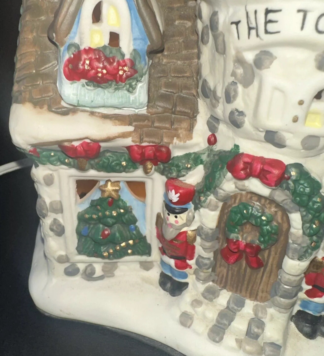 2002 Snowflake Falls Holiday Toy Castle Lighted Porcelain Christmas Village