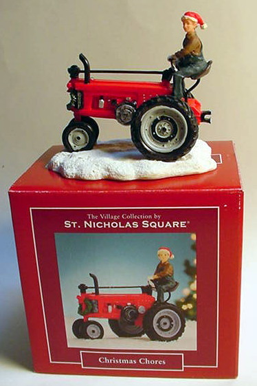 St Nicholas Square Christmas Village Chores Farm Tractor Farmer