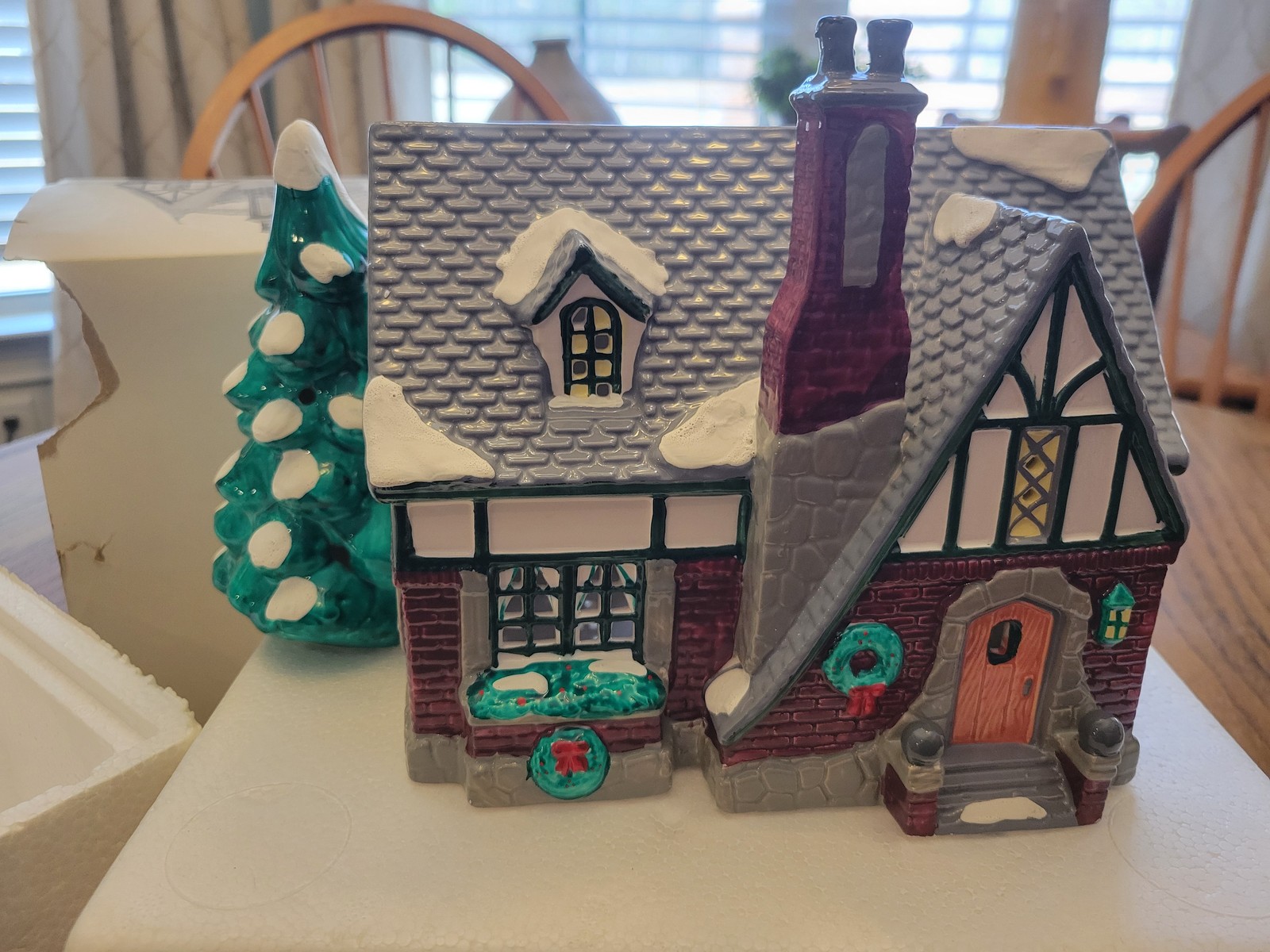 Department 56 Snow Village Oak Grove Tudor House Handpainted Ceramic Christmas