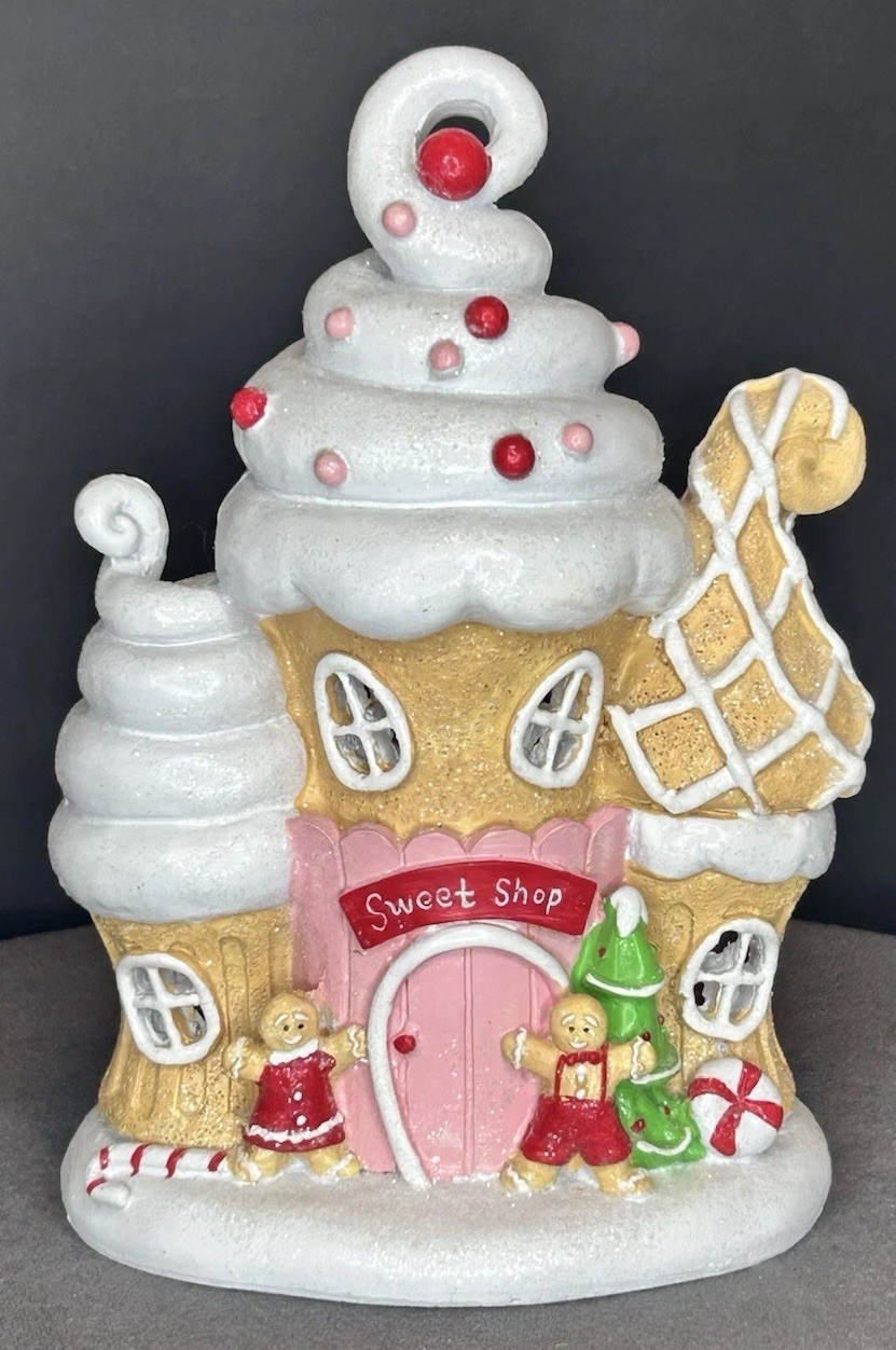 Cupcakes and Cashmere Gingerbread Ice Cream Cone Christmas House ~ Lights Up!