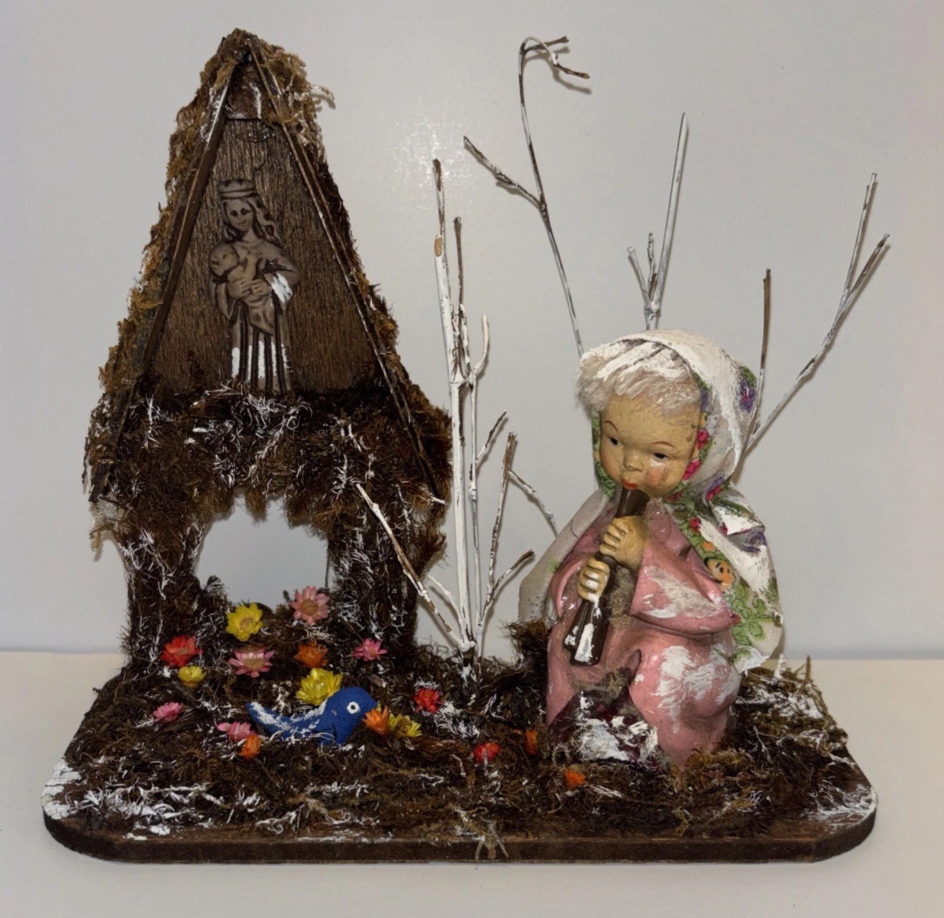 Vintage Christmas 1960’s 1968 KURT ADLER Bavarian Wayside Shrine w/ Angel Japan