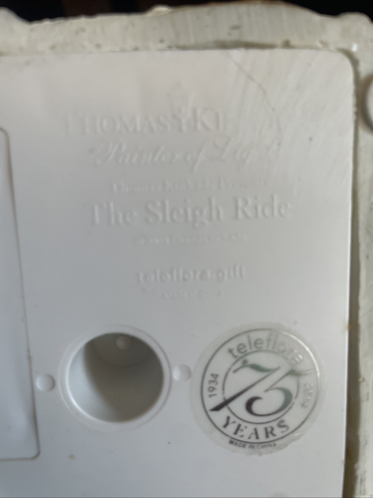 Thomas Kinkade the Sleigh Ride Christmas Village House 2009 Teleflora Light-Up