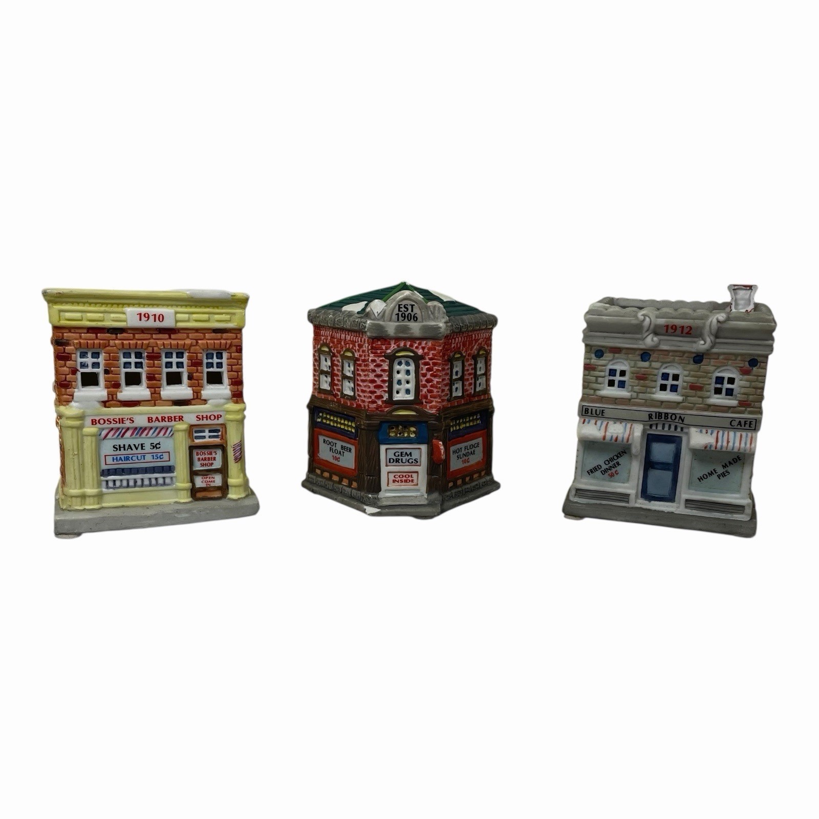 Vintage 1990 Olde Town Village American Landmarks 3.5″ Lighted Buildings Lot