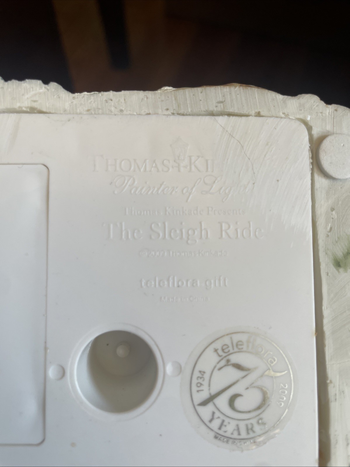 Thomas Kinkade the Sleigh Ride Christmas Village House 2009 Teleflora Light-Up