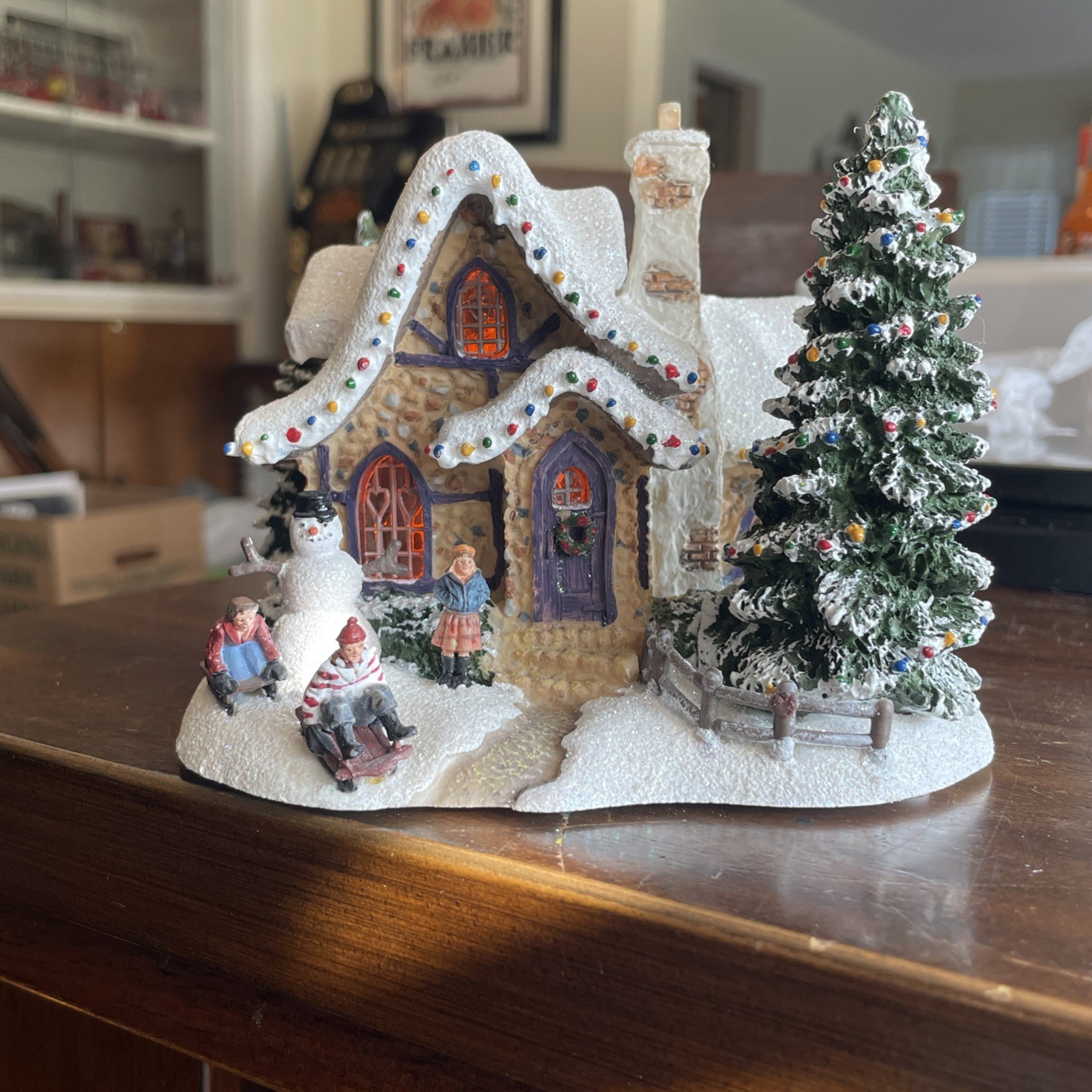 2006 Thomas Kinkade Christmas Village Sweetheart Cottage Teleflora Works