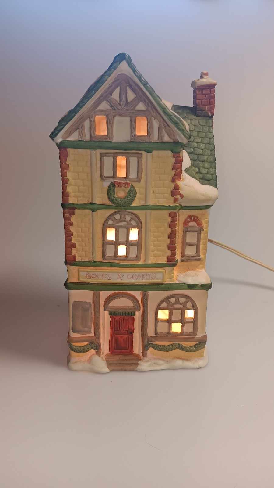 Vtg Dickensville Dickens Porcelain Books & Charts Lighted Christmas Store 1990