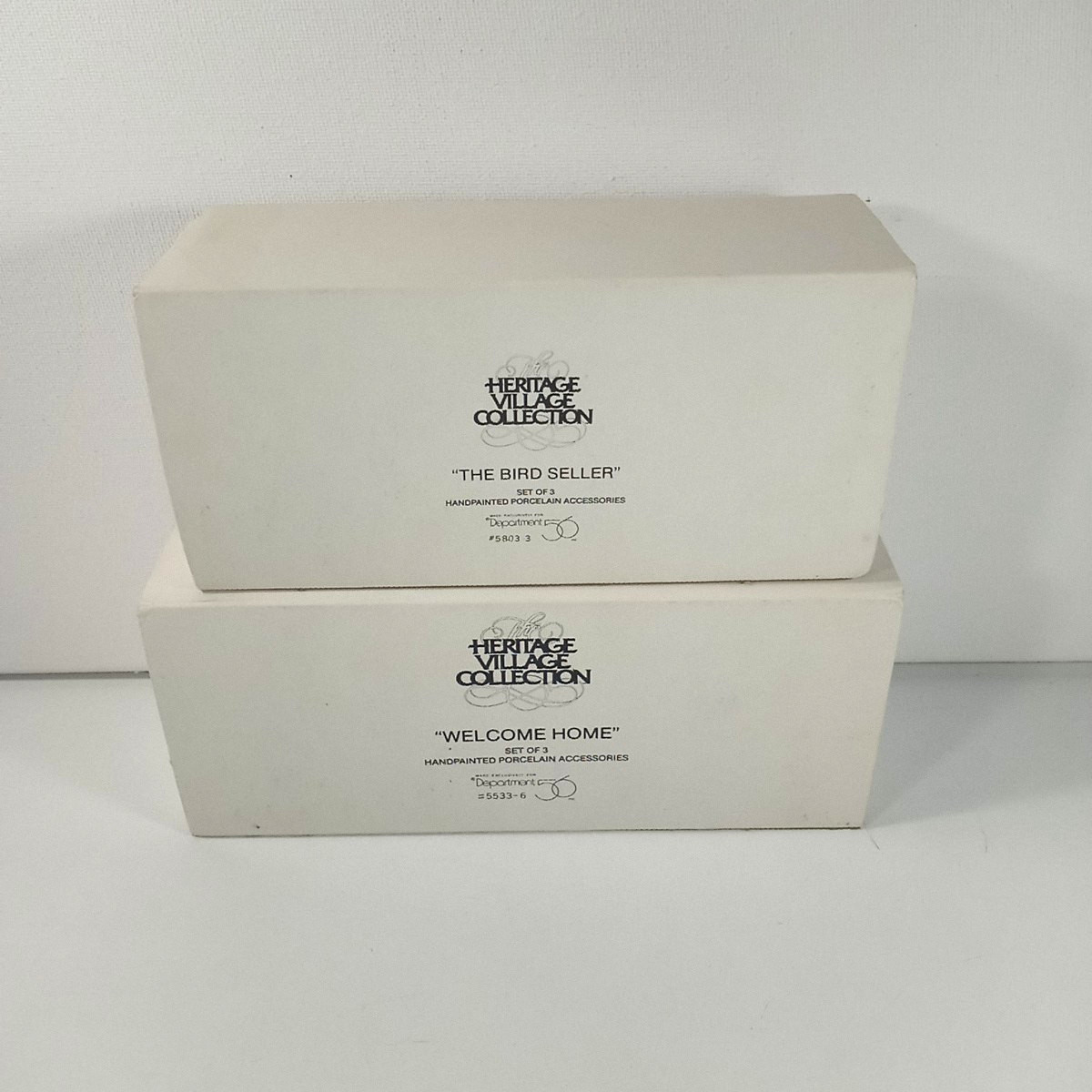 Dept 56 Heritage Village Lot Of 2 The Bird Seller & Welcome Home Figure Sets