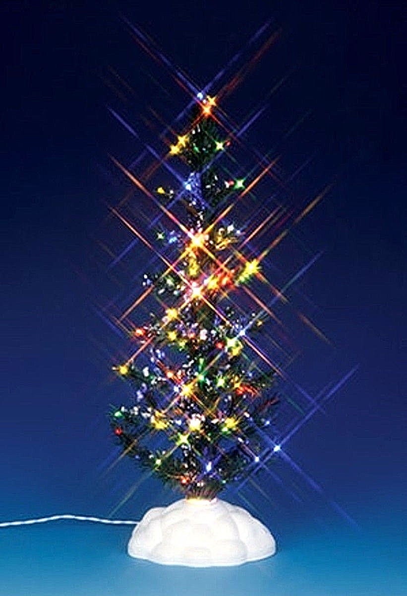 Lemax 54950 LIGHTED PINE TREE MULTI COLOR LARGE Christmas Village Accessory S I