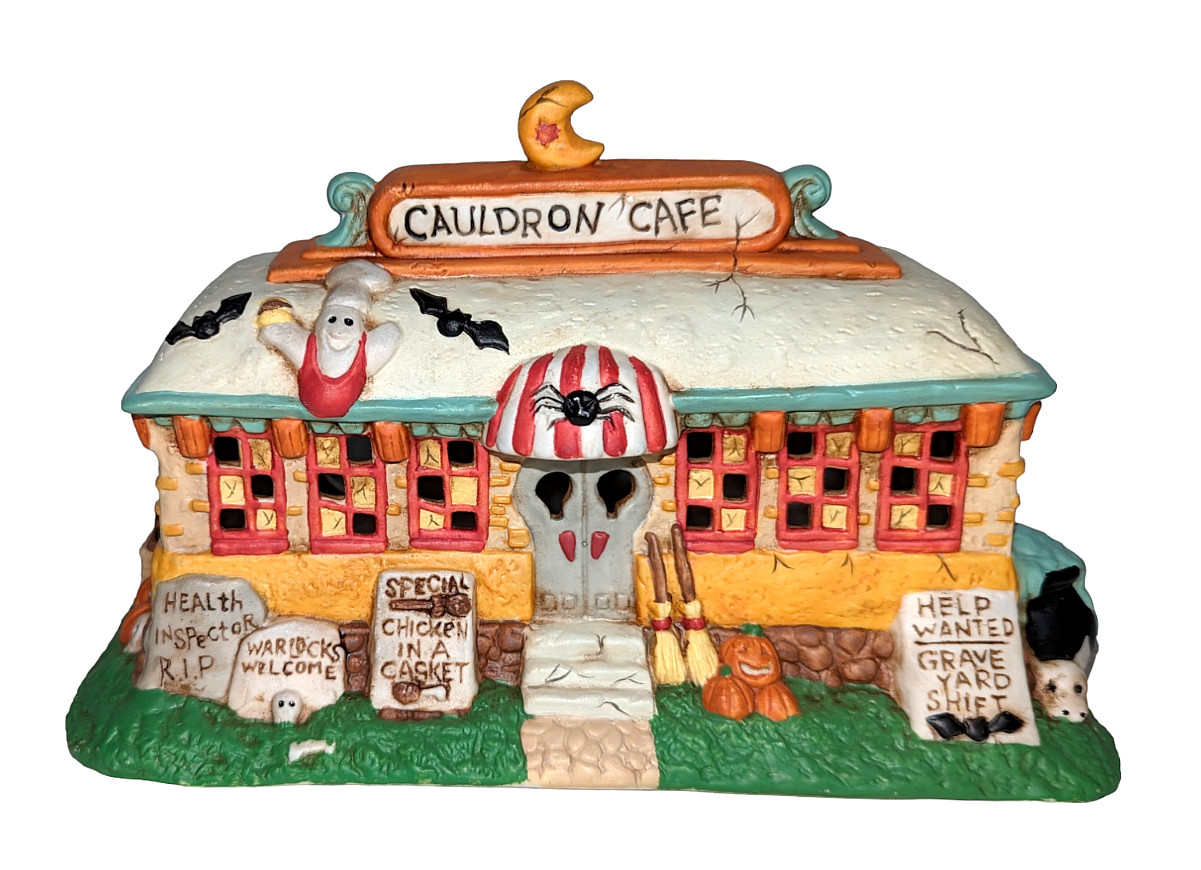 Vintage Creepy Hollow Cauldron Cafe Restaurant Lighted House Eerie Estates 1993