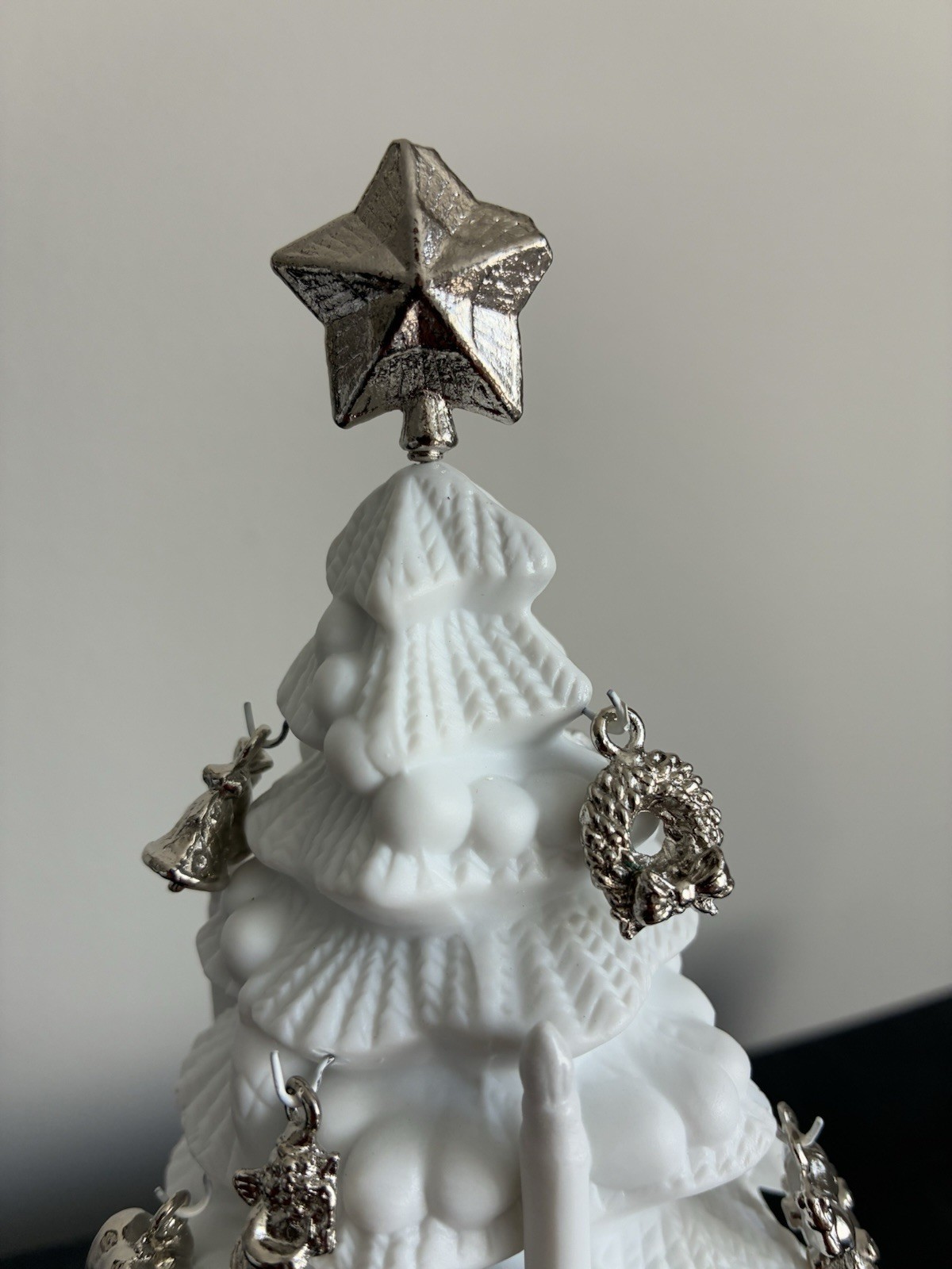 Department 56 Winter Silhouette Advent Tree; White Porcelain & Metal Ornaments