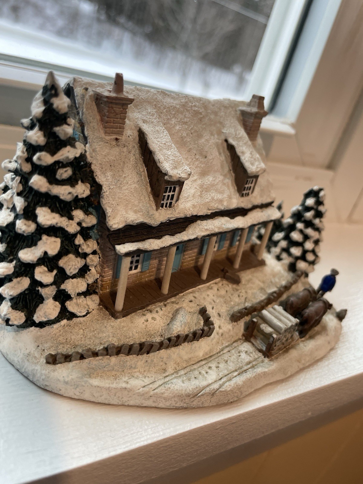 VTG 1994 Currier & Ives The Snow Storm Sculpture #518A Miniature Hawthorne