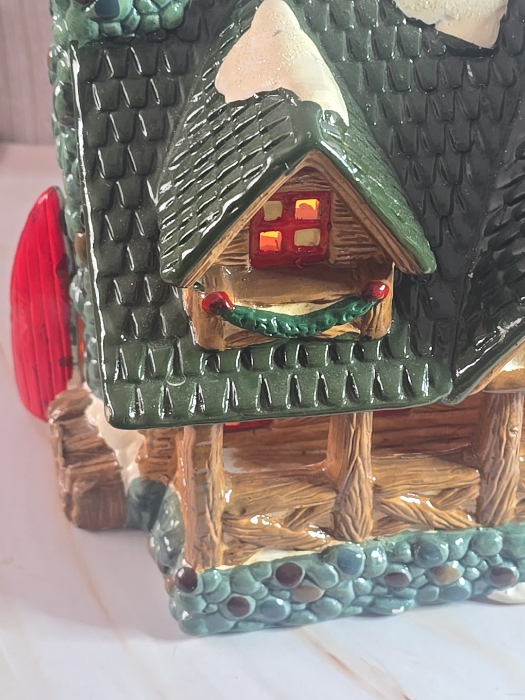 1994 Sya Log Cabin Christmas Village Ceramic House