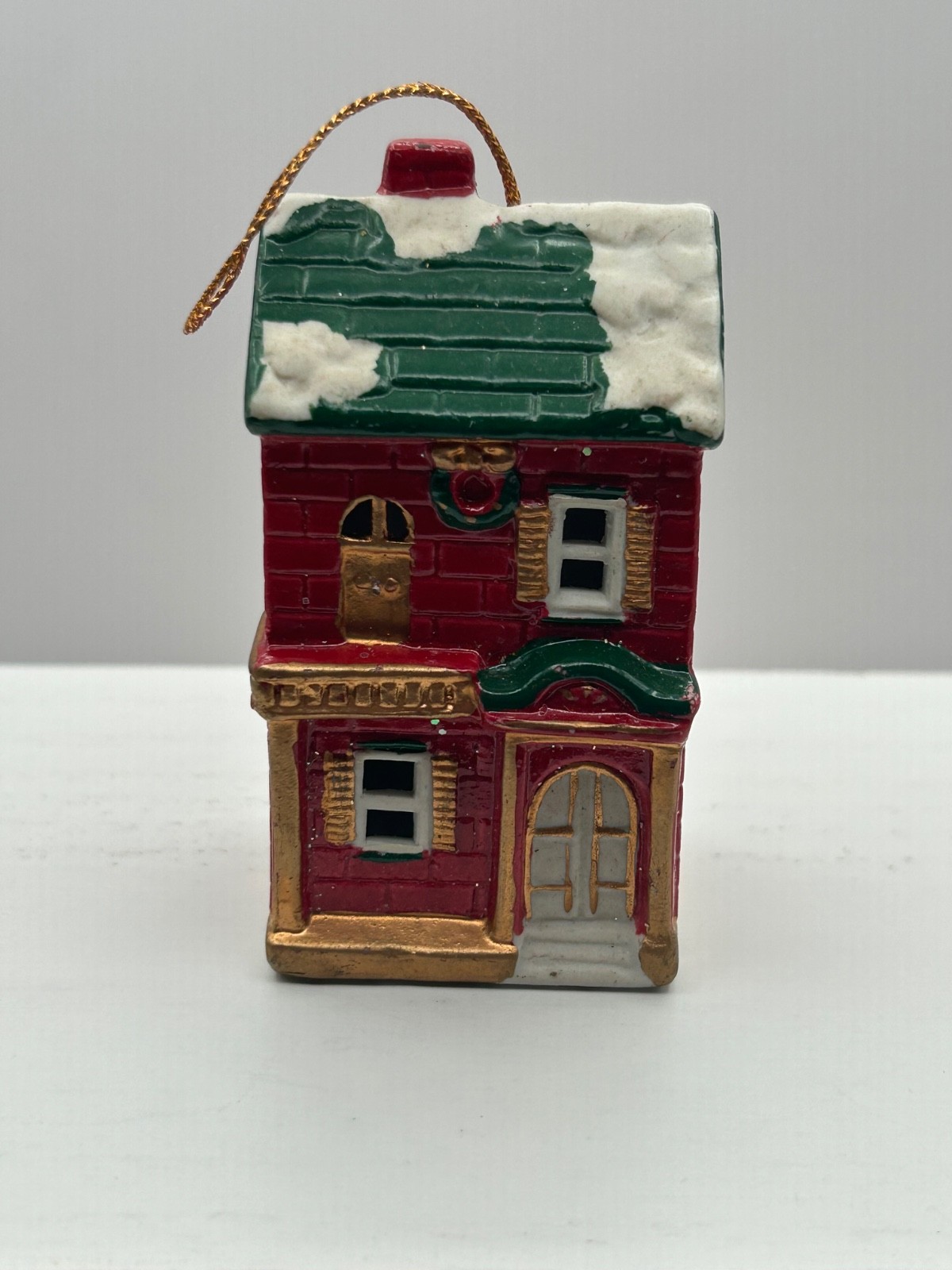House Ceramic Christmas Ornament Vintage Plugs Into A Light On Tree